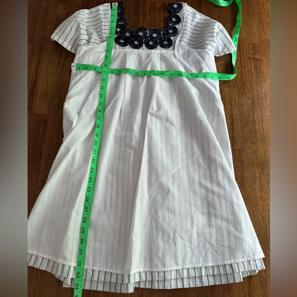 Madewell Linen Embroidered Butterfly Dress SZ XS White Navy Pinstripe - Picture 13 of 15